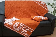 Оранжевый вязаный плед с логотипом компании | Текстильпринт, Москва
