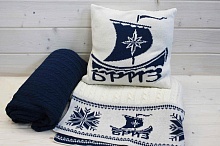 Плед, подушка с логотипом синие