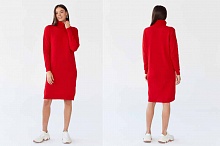 Трикотажное вязаное платье красное