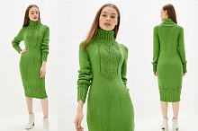 Трикотажное вязаное платье зеленое
