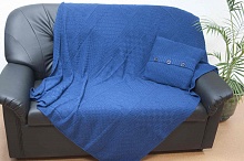 Плед и подушка синие