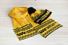 Шапка и шарф с рисунком желтые