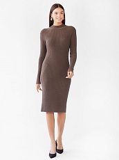 Трикотажное вязаное платье коричневое